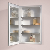Nutone 1035P34WHG Frameless, Flat Mirrion, Glass Shelves
